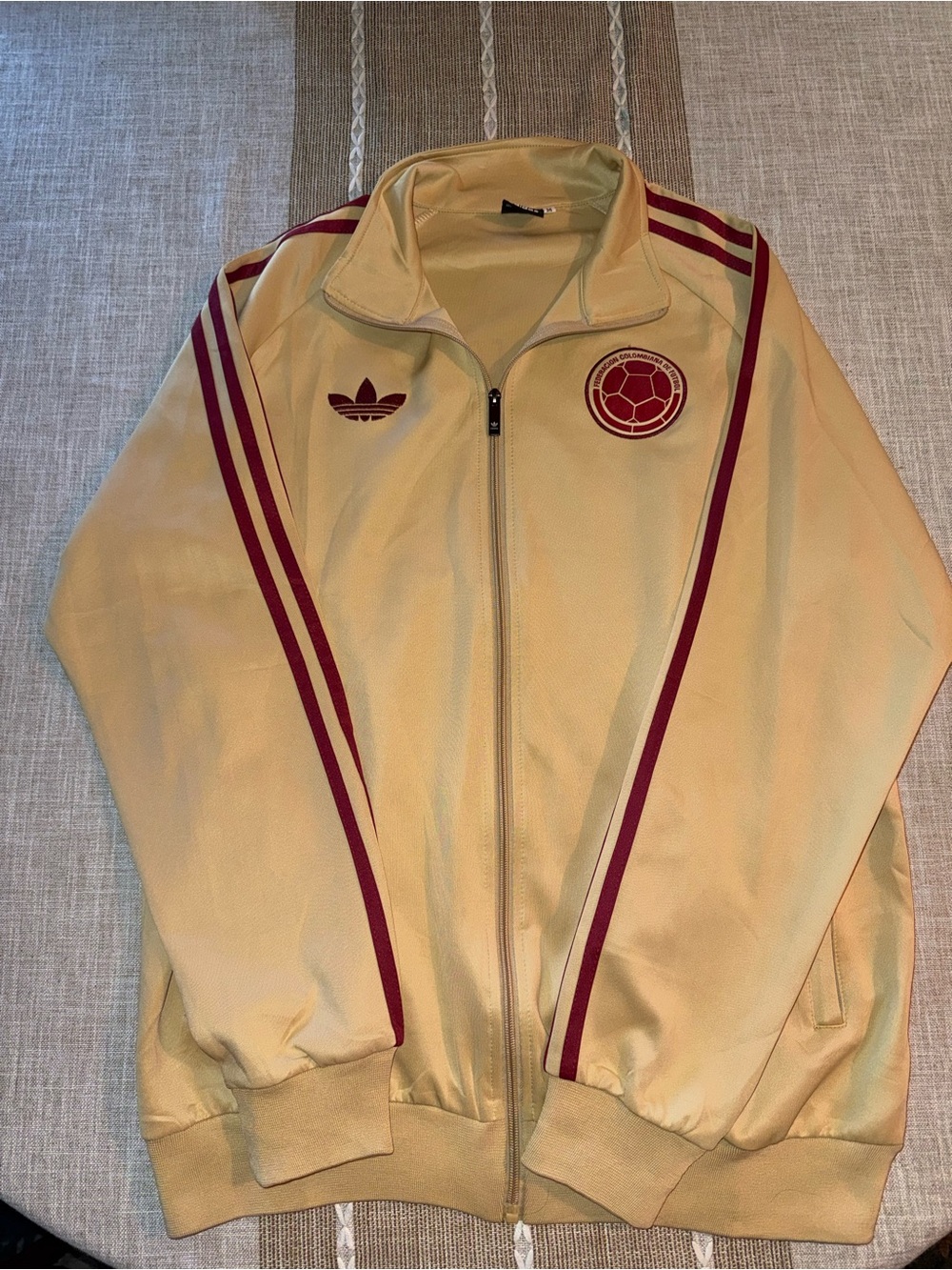 adidas Originals Colombia FCF Soccer Track Jacket Mens M Cream Burgundy Trefoil